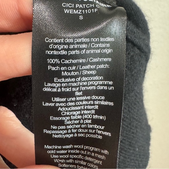 Zadig & Voltaire Cici Patch Cashmere Sweater Black Small Casual Relaxed Boho - Picture 6 of 10